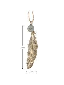 Ručne vyrobená závesná dekorácia Feather, Polymérová živica, Odtiene zlatej, Š 1 x D 3 cm