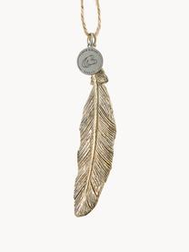 Handgemaakte decoratieve hanger Feather, Polyresin, Goudkleurig, B 1 x L 3 cm