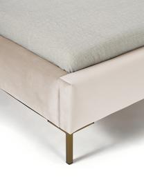 Cama individual de terciopelo Dusk, Tapizado: terciopelo de poliéster A, Estructura: madera de pino maciza con, Patas: metal con pintura en polv, Terciopelo beige claro, An 90 x L 200 cm