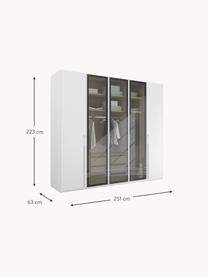 Drehtürenschrank Skat Shine mit beleuchteten Glastüren, Griffe: Metall, beschichtet, Weiß, B 251 x H 223 cm