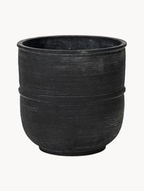 Cache-pot artisanal avec surface nervurée Ground, Béton, Gris foncé, Ø 28 x haut. 28 cm