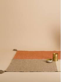 Tapis en jute avec houppes Dune, 100 % jute, Rouge orangé, beige, gris, larg. 140 x long. 200 cm (taille S)