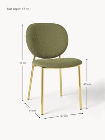 Krzesło tapicerowane bouclé Ulrica, 2 szt., Tapicerka: bouclé (100% poliester) D, Nogi: metal powlekany, Zielony bouclé, odcienie złotego, S 47 x G 61 cm