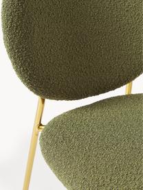 Bouclé gestoffeerde stoelen Ulrica, 2 stuks, Bekleding: bouclé (100% polyester) M, Poten: gecoat metaal Het in dit , Bouclé groen, goudkleurig, B 47 x D 61 cm