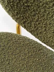 Chaises rembourrées en tissu bouclé Ulrica, 2 pièces, Bouclé vert, pieds dorés, larg. 47 x prof. 61 cm