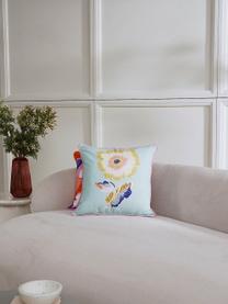 Housse de coussin 45x45 motif fleurs en coton bio Lela, 100 % coton bio, certifié GOTS, Multicolore, larg. 45 x long. 45 cm