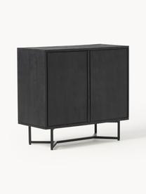 Enfilade en bois massif Luca, Bois de manguier, noir laqué, larg. 90 x haut. 83 cm