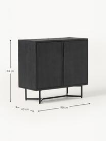 Credenza in legno di mango Luca, Piedini: metallo verniciato a polv, Legno di mango laccato nero, Larg. 90 x Alt. 83 cm