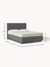 Cama continental Livia, con espacio de almacenamiento, Patas: plástico, Tejido gris oscuro, An 180 x L 200  cm, dureza H2