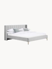 Gestoffeerd fluwelen bed Dusk, Bekleding: polyester fluweel Met 30., Frame: massief grenenhout en pla, Poten: gepoedercoat metaal Dit p, Fluweel lichtgrijs, B 180 x L 200 cm