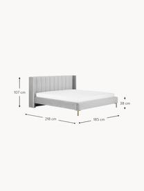Sametová čalouněná postel Dusk, Světle šedá, Š 180 cm, D 200 cm