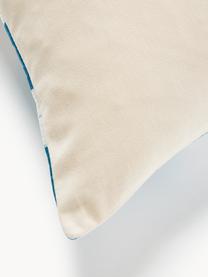 Housse de coussin 40x60 en soie avec motif abstrait Silky, Bleu, beige clair, larg. 40 x long. 60 cm