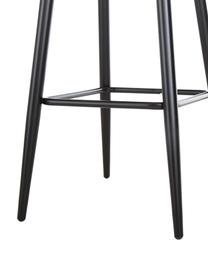 Krzesło barowe z aksamitu Amy, Tapicerka: aksamit (poliester) Dzięk, Nogi: metal malowany proszkowo, Szary, S 45 x W 103 cm