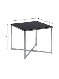 Tavolino con piano in vetro Matheo, Struttura: metallo cromato, Nero, metallo cromato, Larg. 50 x Alt. 45 cm