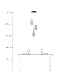 Cluster hanglamp Bastoni van glas, Decoratie: metaal, Baldakijn: metaal, Chroomkleurig, transparant, Ø 35 x H 120 cm