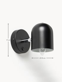 Verstelbare wandlamp Almo, Lampenkap: gepoedercoat metaal, Zwart, Ø 10 x H 17 cm