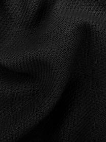 Coperta in cotone nero con finitura a frange Madison, 100% cotone, Nero, Larg. 140 x Lung. 170 cm