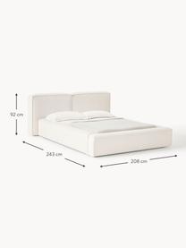 Čalúnená buklé posteľ Lennon, Buklé lomená biela, Š 208 x D 243 cm (spacia plocha 140 x 200 cm)