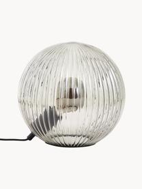 Lámpara de mesa pequeña de vidrio estriado Belado, Pantalla: vidrio, Cable: cubierto en tela, Gris transparente acanalado, Ø 25 x Al 24 cm