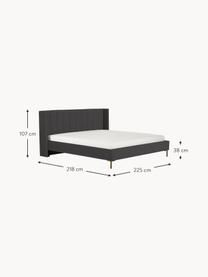 Gestoffeerd fluwelen bed Dusk, Bekleding: polyester fluweel Met 30., Frame: massief grenenhout en pla, Poten: gepoedercoat metaal Dit p, Fluweel antraciet, B 140 x L 200 cm