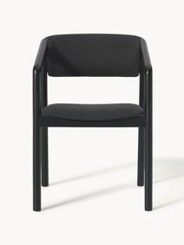 Armstoel Gali met gestoffeerde zitvlak, Bekleding: 100% polyester Met 115.00, Frame: essenhout, eucalyptusmult, Zwart, essenhout zwart gelakt, B 56 x D 55 cm