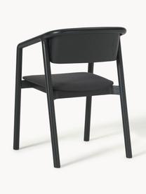 Stolička s opierkami s čalúneným sedákom Gali, Čierna, jaseňové drevo čierna lakované, Š 56 x H 55 cm