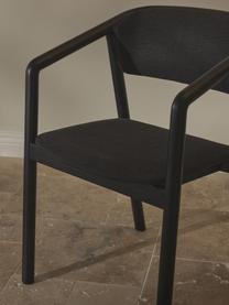 Chaise à accoudoirs avec assise rembourrée Gali, Frêne noir laqué, cadre noir, larg. 56 x prof. 55 cm