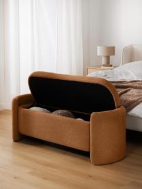 Banc en bouclette avec rangement Benji, Peluche brun, larg. 140 x haut. 48 cm