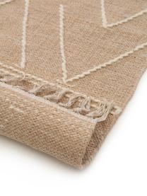 Tappeto boho tessuto a mano con frange Sydney, 60% cotone, 40% poliestere, Beige, crema, Larg. 120 x Lung. 170 cm (taglia S)