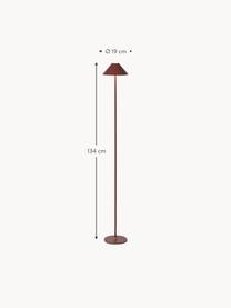 Lampada da terra piccola mobile a LED Hygge, luce regolabile, Metallo rivestito, Rosso vino, Alt. 134 cm