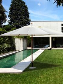 Parasol Eclipse, larg. 300 cm, Blanc crème, aspect bois, Ø 300 x haut. 260 cm