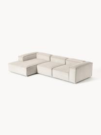 Modulares Ecksofa Lennon aus Cord, Bezug: Cord (92 % Polyester, 8 %, Gestell: Massives Kiefernholz, Spe, Füße: Kunststoffx Dieses Produk, Cord Hellbeige, B 327 x T 180 cm, Eckteil links