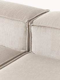 Modulares Ecksofa Lennon aus Cord, Bezug: Cord (92 % Polyester, 8 %, Gestell: Massives Kiefernholz, Spe, Füße: Kunststoffx Dieses Produk, Cord Hellbeige, B 327 x T 180 cm, Eckteil links