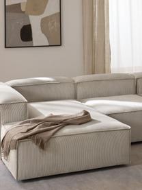 Modulares Ecksofa Lennon aus Cord, Bezug: Cord (92 % Polyester, 8 %, Gestell: Massives Kiefernholz, Spe, Füße: Kunststoffx Dieses Produk, Cord Hellbeige, B 327 x T 180 cm, Eckteil links