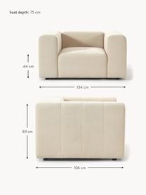 Sillón Lena, Tapizado: tejido (88% poliéster, 12, Estructura: madera de pino, contracha, Patas: plástico, Tejido beige claro, An 134 x F 106 cm