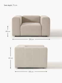 Sillón Lena, Tapizado: tejido (88% poliéster, 12, Estructura: madera de pino, contracha, Patas: plástico, Tejido beige claro, An 134 x F 106 cm