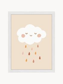 Ingelijste digitale print Lovely Rain, Lijst: beukenhout FSC-gecertific, Wit, lichtbeige, bruintinten, B 33 x H 43 cm