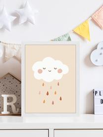 Ingelijste digitale print Lovely Rain, Lijst: beukenhout FSC-gecertific, Wit, lichtbeige, bruintinten, B 33 x H 43 cm