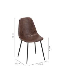 Imitatieleren gestoffeerde stoelen Linus, 2 stuks, Bekleding: kunstleer (65% polyethyle, Poten: gepoedercoat metaal, Bruin, B 41  x D 53 cm