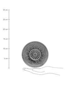 Handbemalte Brotteller Sumatra in Grau, 2 Stück, Steingut, Grau, Ø 14 x H 2 cm