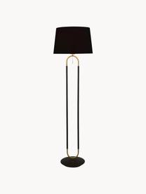 Vloerlamp Satina met fluwelen lampenkap, Lampenkap: fluweel, Lampvoet: staal, Zwart, goudkleurig, H 161 cm