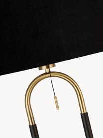 Stojacia lampa so zamatovým tienidlom Satina, Čierna, odtiene zlatej, V 161 cm