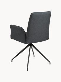 Chaise pivotante rembourrée Naya, Tissu anthracite, larg. 59 x prof. 59 cm