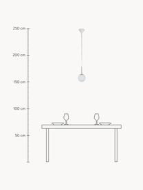 Kleine Pendelleuchte Cafe aus Opalglas, Lampenschirm: Opalglas, Dekor: Metall, Baldachin: Kunststoff, Weiß, Silberfarben, Ø 15 x H 29 cm