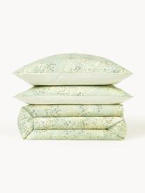 Housse de couette en percale de coton Kiki, Vert clair, vert, jaune, larg. 200 x long. 200 cm