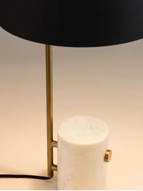 Lampada da tavolo con base in marmo Phant, Paralume: metallo rivestito, Base della lampada: marmo, Bianco, nero, Larg. 30 x Alt. 53 cm