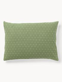 Funda de almohada doble cara de franela a lunares Betty, Verde oliva, blanco, An 50 x L 70 cm