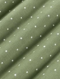 Taie d'oreiller en flanelle réversible Betty, Vert olive, blanc, larg. 50 x long. 70 cm