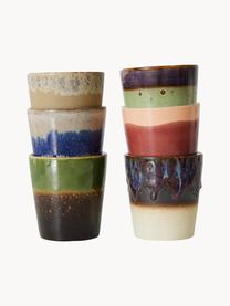Handbemalte Keramik-Becher 70's mit reaktiver Glasur, 6er-Set, Keramik, Design 1, Ø 8 x H 8 cm, 180 ml