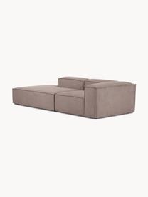 Chaise longue componibile in velluto a coste Lennon, Rivestimento: velluto a coste (92% poli, Rivestimento: schiuma con nucleo di mol, Struttura: legno di pino massiccio, , Piedini: plastica Questo prodotto , Velluto a coste taupe, Larg. 269 x Prof. 119 cm, schienale a destra